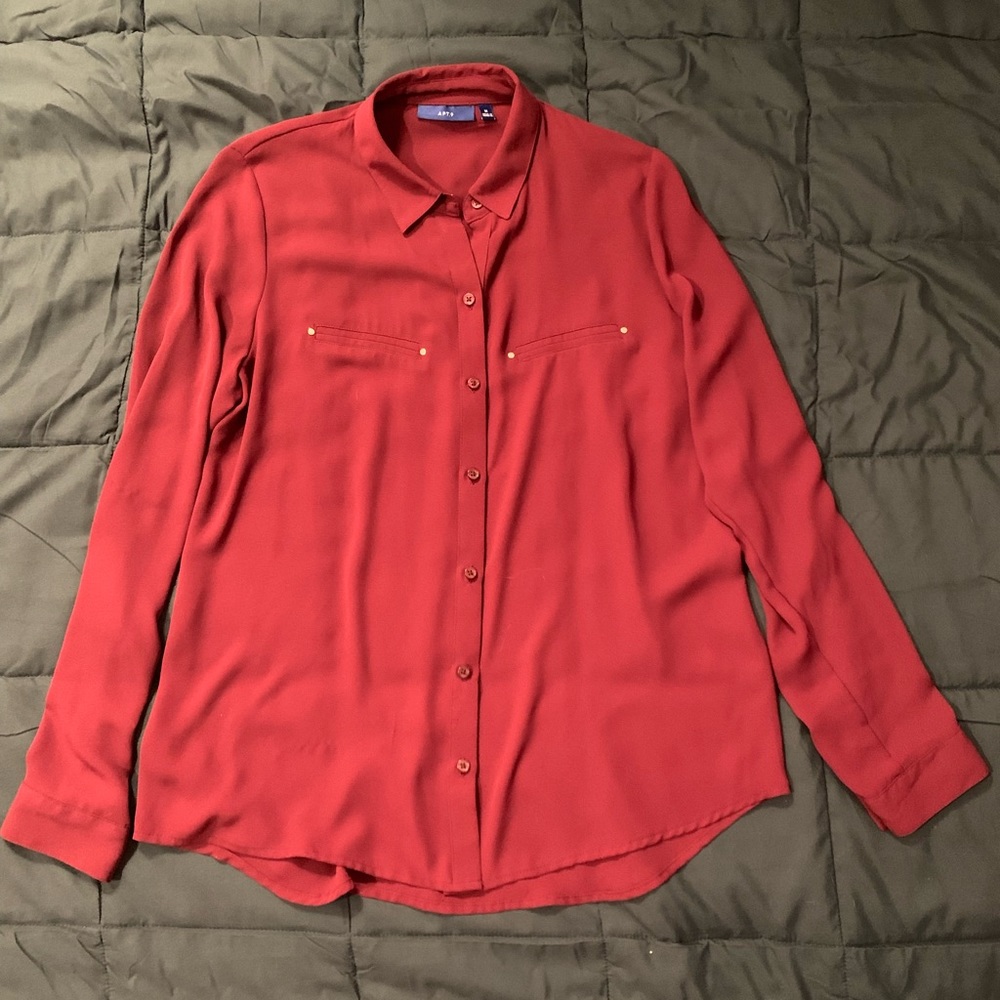 Maroon Silky Button Down